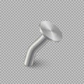 3d iron nail vector illustration. Realistic isolated metal pin with circle heads, bent steel hardware spike or hobnail