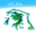 3D Island Map of Bora Bora