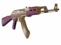 3D Isolated AK-47 Machine Gun Illustration.