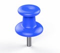 3D Isolated Blue Pushpin.