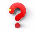 3D Isolated China Flag Question Mark. Doubt Solution Support Con Royalty Free Stock Photo