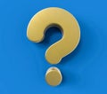 3D Isolated Golden Question Mark. Doubt Solution Support Concept Royalty Free Stock Photo