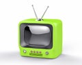 3d Isolated Green Small TV Television.