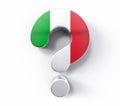 3D Isolated Italy Flag Question Mark. Doubt Solution Support Con