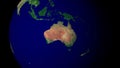 3D, Isolated, 4K, 60 FPS, Realistic, Map of Earth on a black background. Rotating around and zooming into Australia