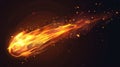 3D isolated realistic meteorite flame speed glow. Night planet tail sparkle. Shimmering missile missile burn or fireball