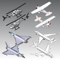 3d isometric airplanes illustration