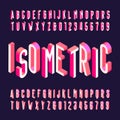 3D isometric alphabet vector font. Letters, numbers and symbols. Royalty Free Stock Photo