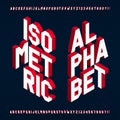 3D isometric alphabet vector font.