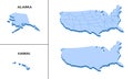 3d isometric america USA map with region border line