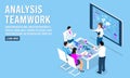 3D Isometric Analysis Teamwork concept with business people team working on monitor graph dashboard and Data analysis for business