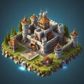 3D Isometric Big Castle in Clash of Clans Game. Generative AI Royalty Free Stock Photo