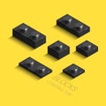 3d isometric black elements from building bricks