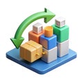 3d isometric boxes and arrow indicating process flow or workflow management concept white background Royalty Free Stock Photo