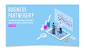 3D isometric Business partnership concept with Business people shake hands after negotiation. Eps10 vector illustration Royalty Free Stock Photo