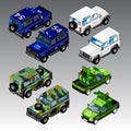 3d isometric cars set