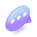 3D Isometric. Cartoon icons, Violet blue Speech Bubble for text. Notification concept. Chat message. Notification