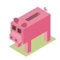 3d isometric cartoon pig vector farm animal piggy