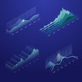 3d isometric chart, business graphics, analysis indicators. Hi tech wave graph data. Infographic elements. Statistic column