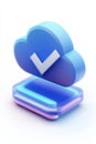 3D isometric cloud icon with check mark for digital approvals