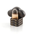 3D Isometric Cloud Storage Icon with Padlock and Server Stack Royalty Free Stock Photo