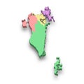 3d isometric colored map of Bahrain Royalty Free Stock Photo