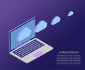 Laptop, 3D Isometric, cloud 1 blue gr