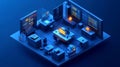 3D Isometric Data Office Rendering AIGenerated Workplace Visualization Royalty Free Stock Photo