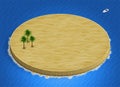 3D isometric desert island landscape with palm trees on ocean background Royalty Free Stock Photo