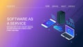 Software as a service, saas marketing, business technology, cloud server, isometric design concept. Royalty Free Stock Photo