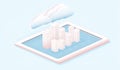 A 3D isometric design for a cross-platform website interface background is centered around web programming, software Royalty Free Stock Photo