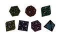 D4, D6, D8, D10, D12, and D20 Isometric Dice for Boardgames Royalty Free Stock Photo