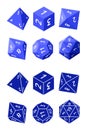 D4, D6, D8, D10, D12, and D20 Isometric Dice for Boardgames Royalty Free Stock Photo