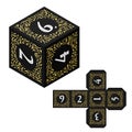 D6 Isometric Dice for Boardgames With Paper Unwrap Template Royalty Free Stock Photo