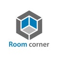 3D isometric empty room corner symbol