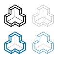 3D isometric empty room corner symbol