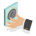 3D Isometric Flat Illustration of Turning Knob. Item 1