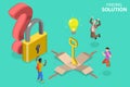 3D Isometric Flat Vector Concept of Finding Solution, Brainstorming and Teamwork. Royalty Free Stock Photo