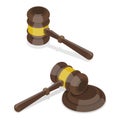 3D Isometric Flat Vector Concept of Judge Gavel Royalty Free Stock Photo