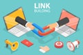 3D Isometric Flat Vector Concept of Link Building, SEO, Backlink Strategy. Royalty Free Stock Photo