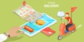 3D Isometric Flat Vector Concept of Restaurant and Cafe Online Food Order App.