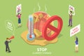 3D Isometric Flat Vector Concept of Stop Climate Change, Climate Social Movement