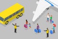 3D Isometric Flat Vector Conceptual Illustration of Airport Shuttle Bus