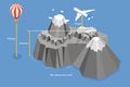 3D Isometric Flat Vector Conceptual Illustration of Altitude, Elevation And Height