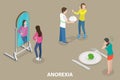 3D Isometric Flat Vector Conceptual Illustration of Anorexia Nervosa