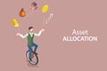 3D Isometric Flat Vector Conceptual Illustration of Asset Allocation