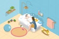 3D Isometric Flat Vector Conceptual Illustration of Baby Bath Time Royalty Free Stock Photo