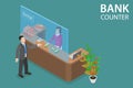 3D Isometric Flat Vector Conceptual Illustration of Bank Counter Royalty Free Stock Photo