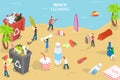 3D Isometric Flat Vector Conceptual Illustration of Beach Cleaning Royalty Free Stock Photo