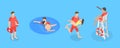 3D Isometric Flat Vector Conceptual Illustration of Beach Lifeguard